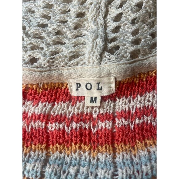 POL Sweater Full Zip Open Knit Hoodie Size MEDIUM Boho - Picture 5 of 7
